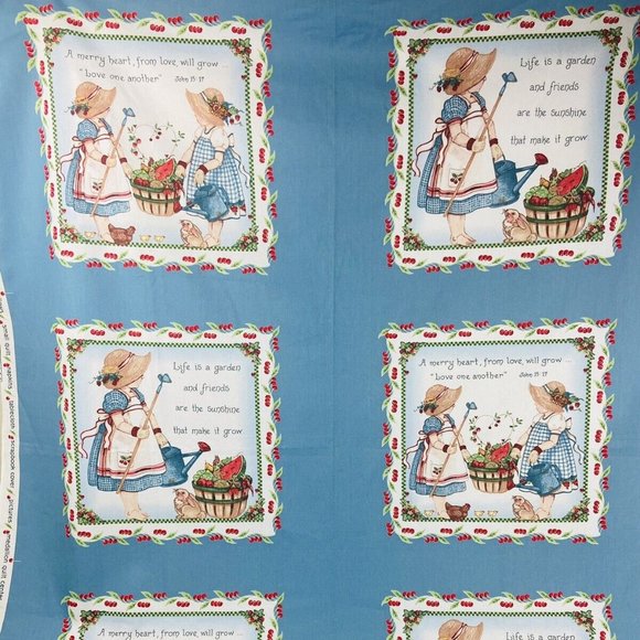 Daisy Kingdom Other - Daisy Kingdom Prairie Girls Cherries Fabric Panels Uncut 6 Squares Garden Love
